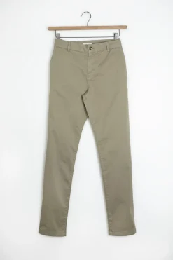 Groene mid-rise katoenen chino