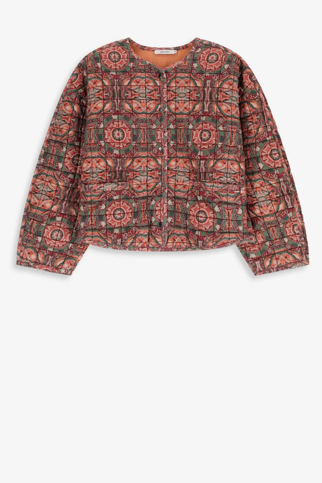 Groene oversized bomber jas met mozaïek print