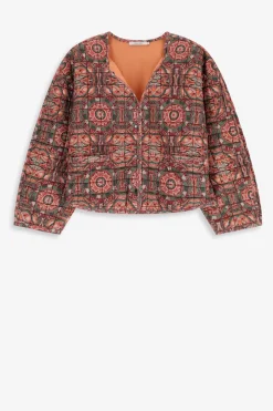 Groene oversized bomber jas met mozaïek print