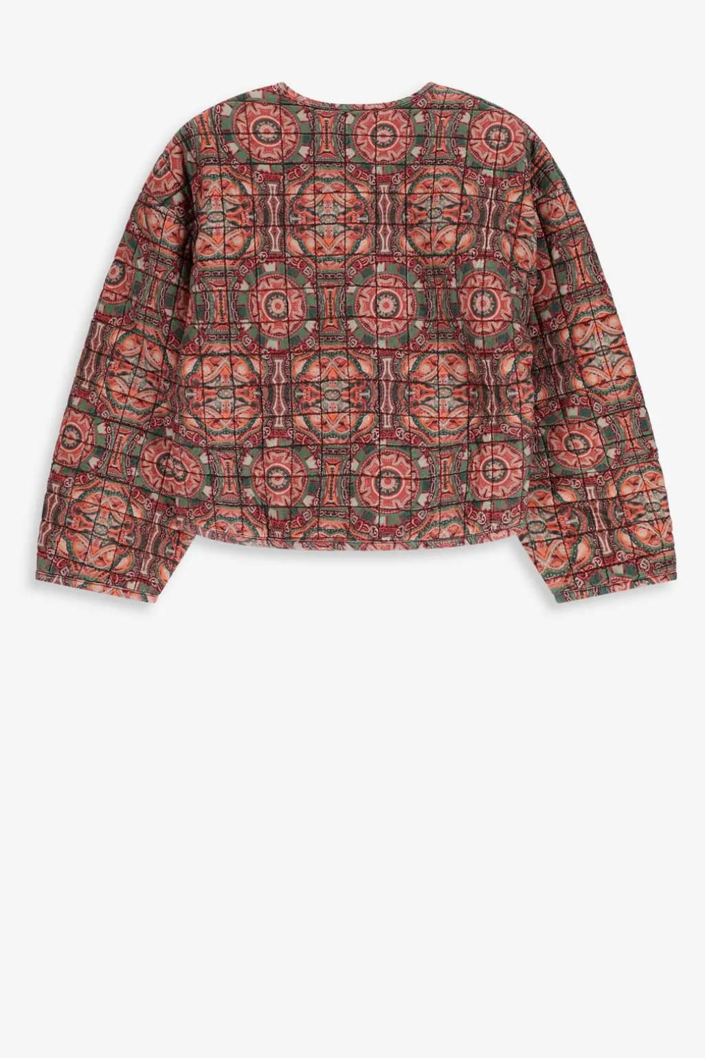Groene oversized bomber jas met mozaïek print
