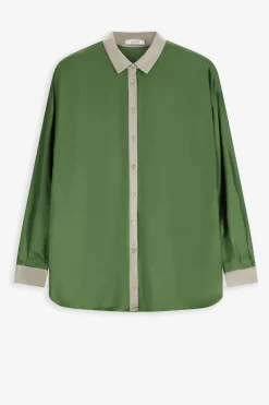 Groene oversized satijnen blouse