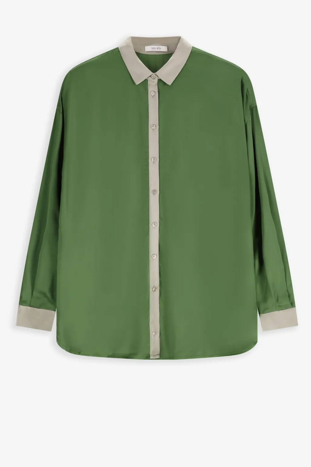 Groene oversized satijnen blouse