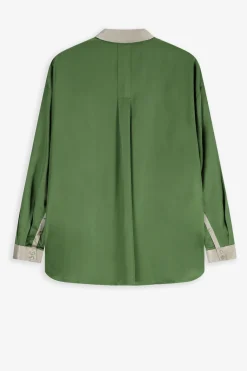 Groene oversized satijnen blouse