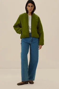 Groene quilted bomberjack