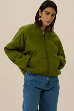 Groene quilted bomberjack