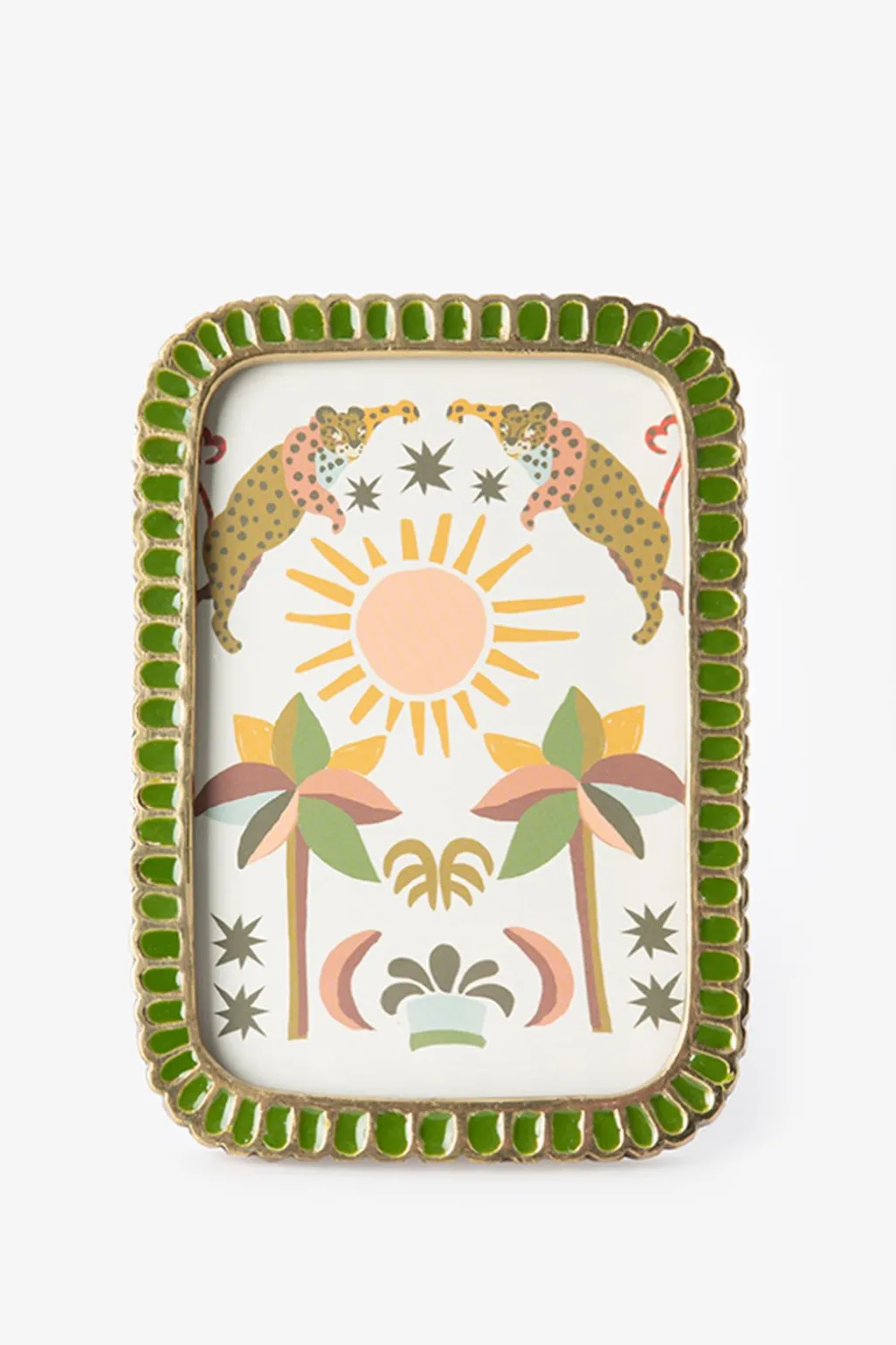 Groene scalloped enamel fotolijst