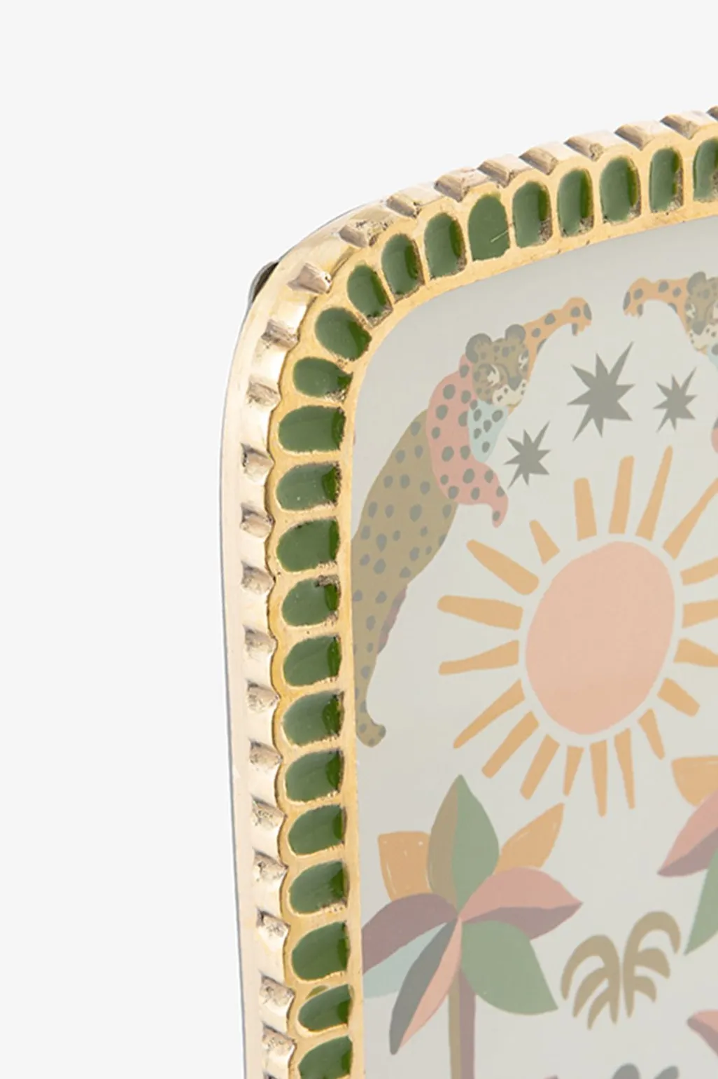 Groene scalloped enamel fotolijst