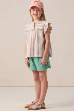 Groene shorts met ruffle details