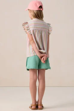 Groene shorts met ruffle details