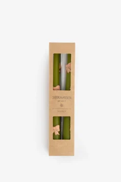 Groene sierkaarsen met strikjes