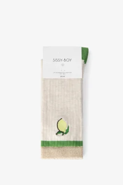 Groene sokken met citroen embroidery