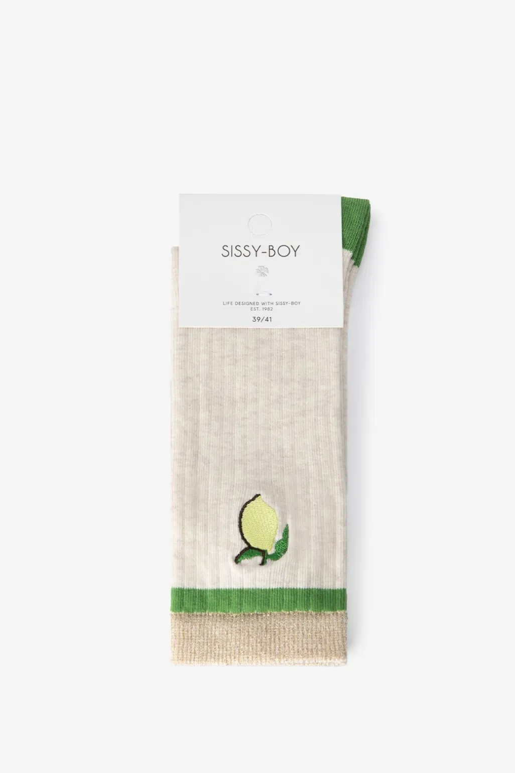 Groene sokken met citroen embroidery