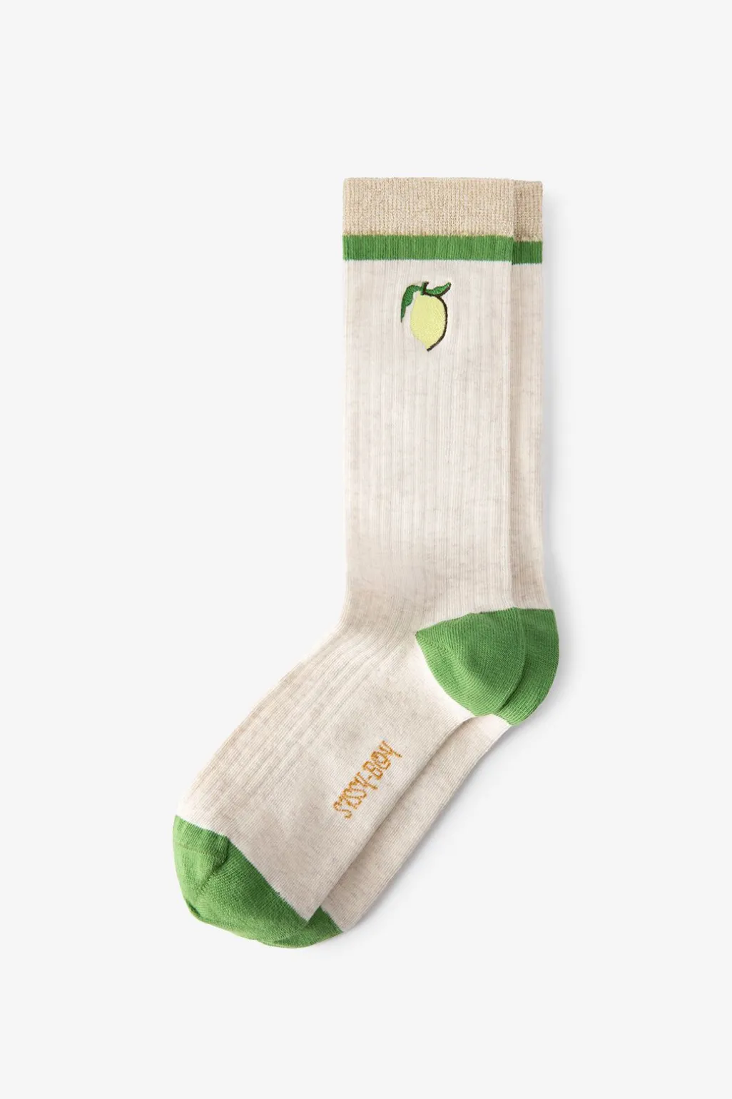 Groene sokken met citroen embroidery