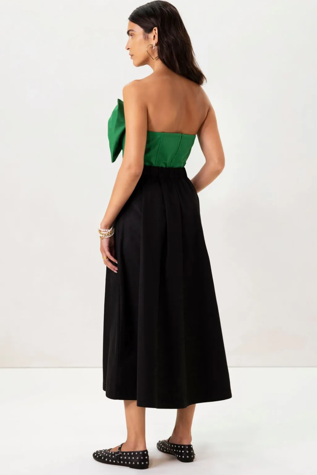 Groene strapless top met strik