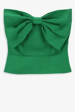 Groene strapless top met strik
