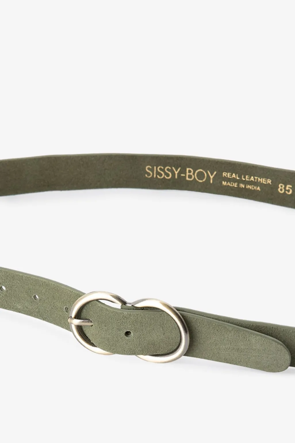 Groene suède riem met dubbele buckle
