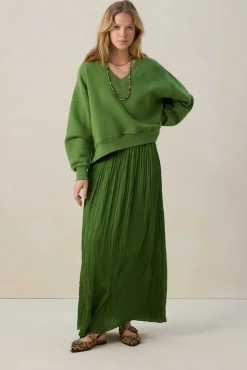 Groene sweater met V-hals