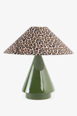 Groene tafellamp met leopard print