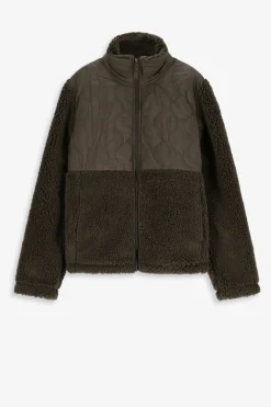 Groene teddy jas met quilting