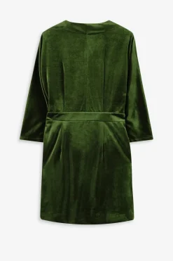 Groene velvet overslagjurk