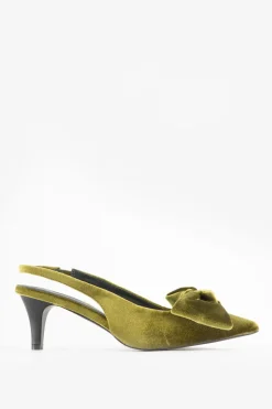 Groene velvet slingbacks met strik