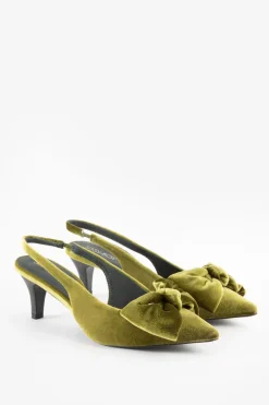Groene velvet slingbacks met strik