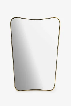 Grote goudkleurige hangspiegel met brass omlijsting