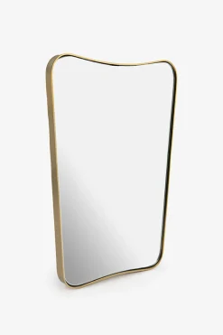 Grote goudkleurige hangspiegel met brass omlijsting