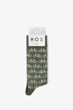 Heroes on Socks donkergroene sokken met print