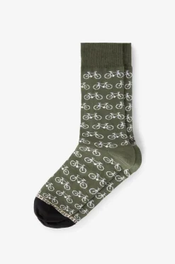 Heroes on Socks donkergroene sokken met print