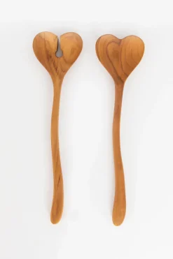 Houten slacouvert set met hart
