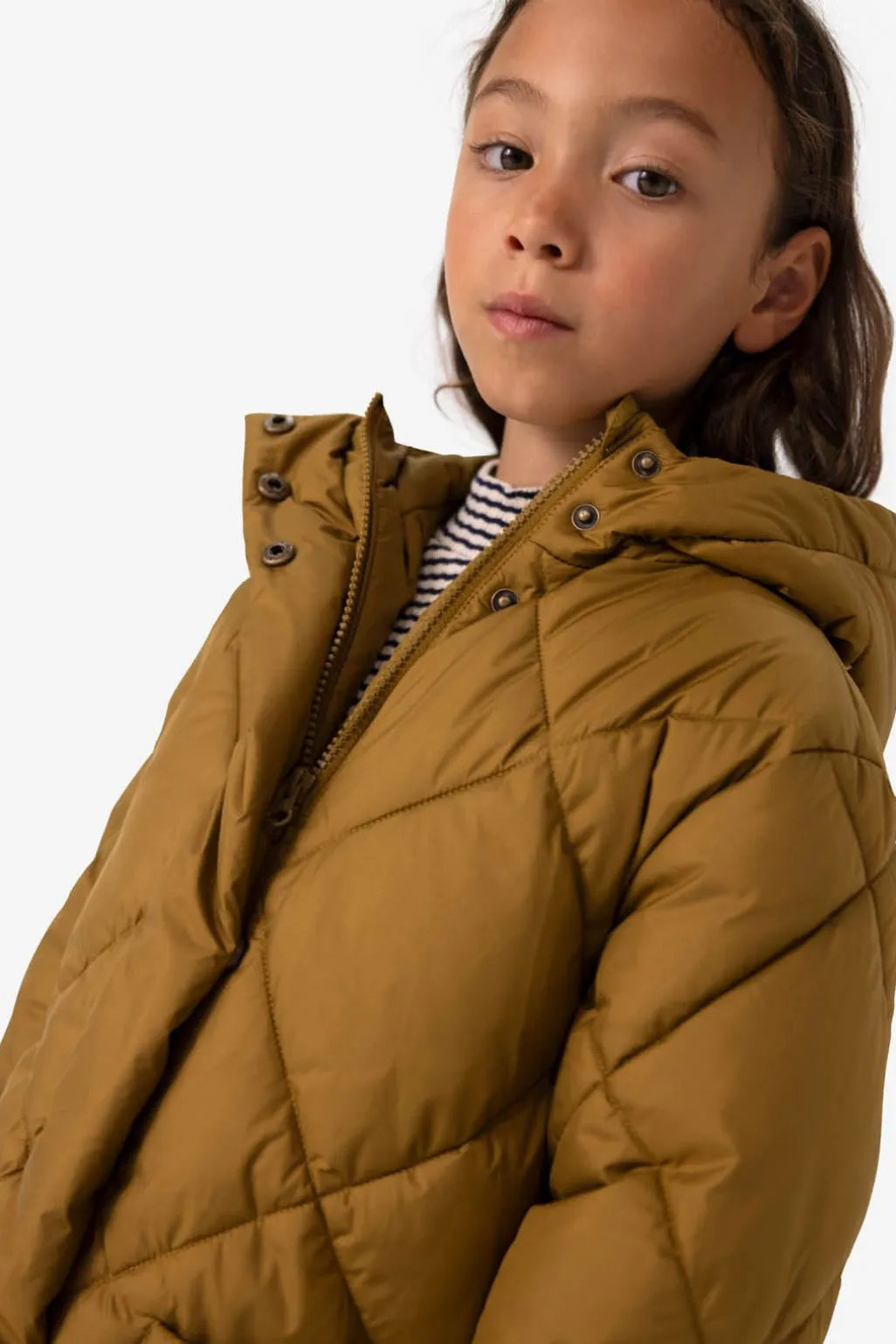 Khaki lange puffer jas