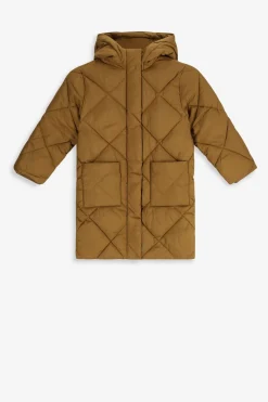 Khaki lange puffer jas
