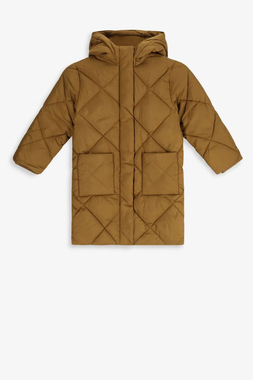 Khaki lange puffer jas