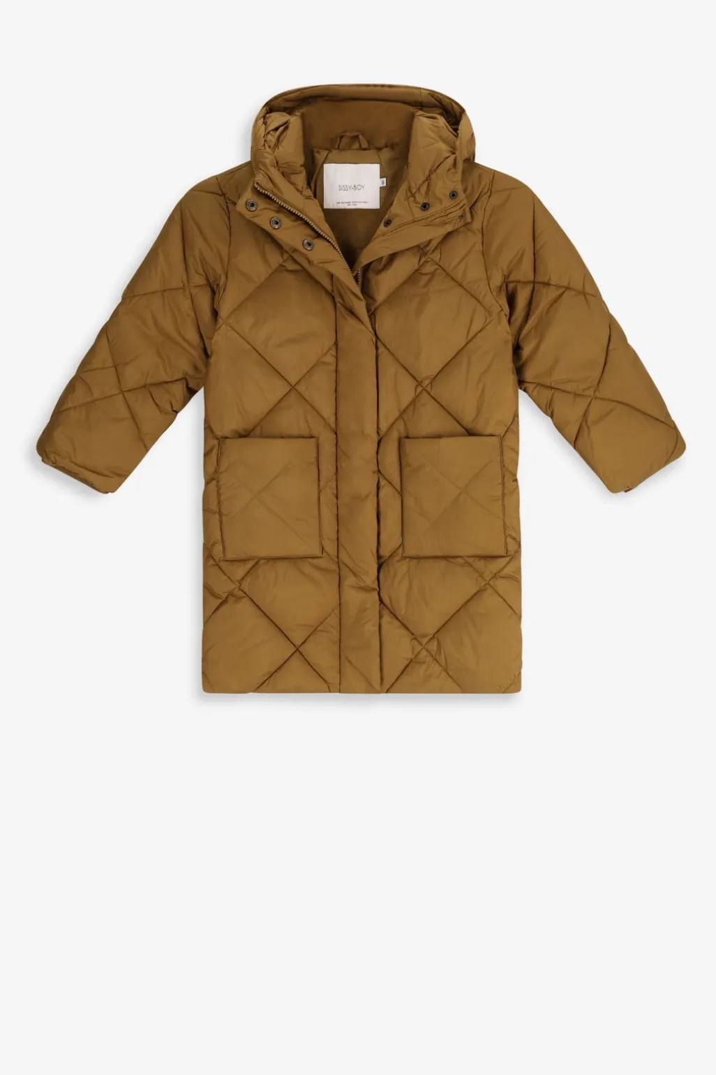 Khaki lange puffer jas