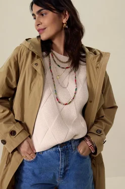 Khaki trenchcoat met capuchon