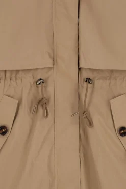 Khaki trenchcoat met capuchon