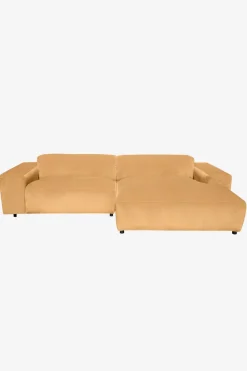 King 3-zits bank chaise longue rechts mustard