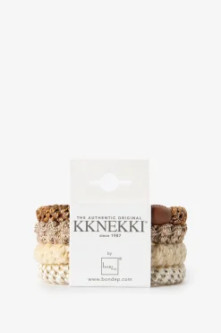 Kknekki beige gevlochten haarelastieken