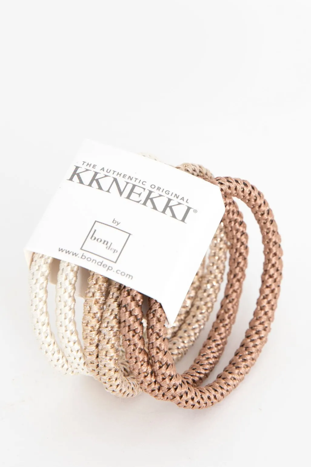 Kknekki beige gevlochten haarelastieken