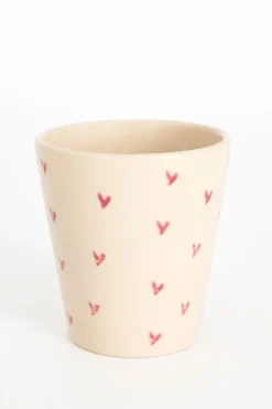 Koffiemokken beige met hartjes