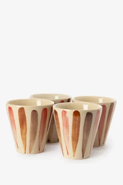 Koffiemokken beige met strepen