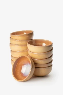 Kom klein lichtbruin reactive glaze funky