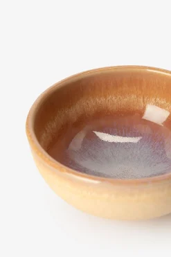Kom klein lichtbruin reactive glaze funky