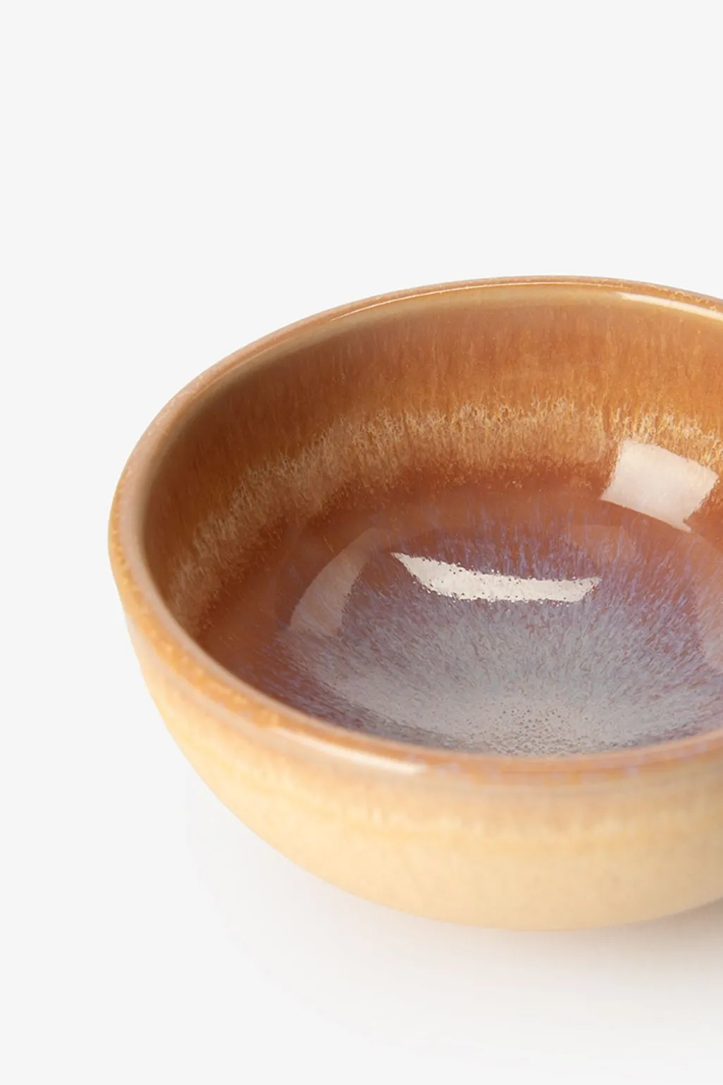 Kom klein lichtbruin reactive glaze funky