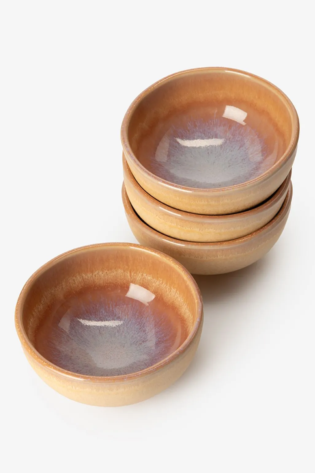 Kom klein lichtbruin reactive glaze funky