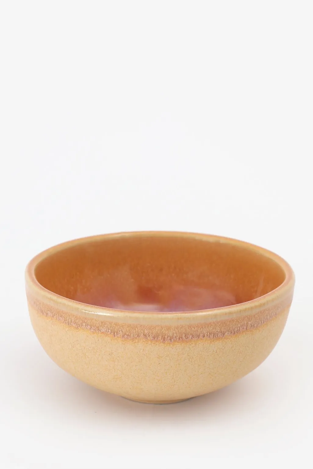 Kom klein lichtbruin reactive glaze funky