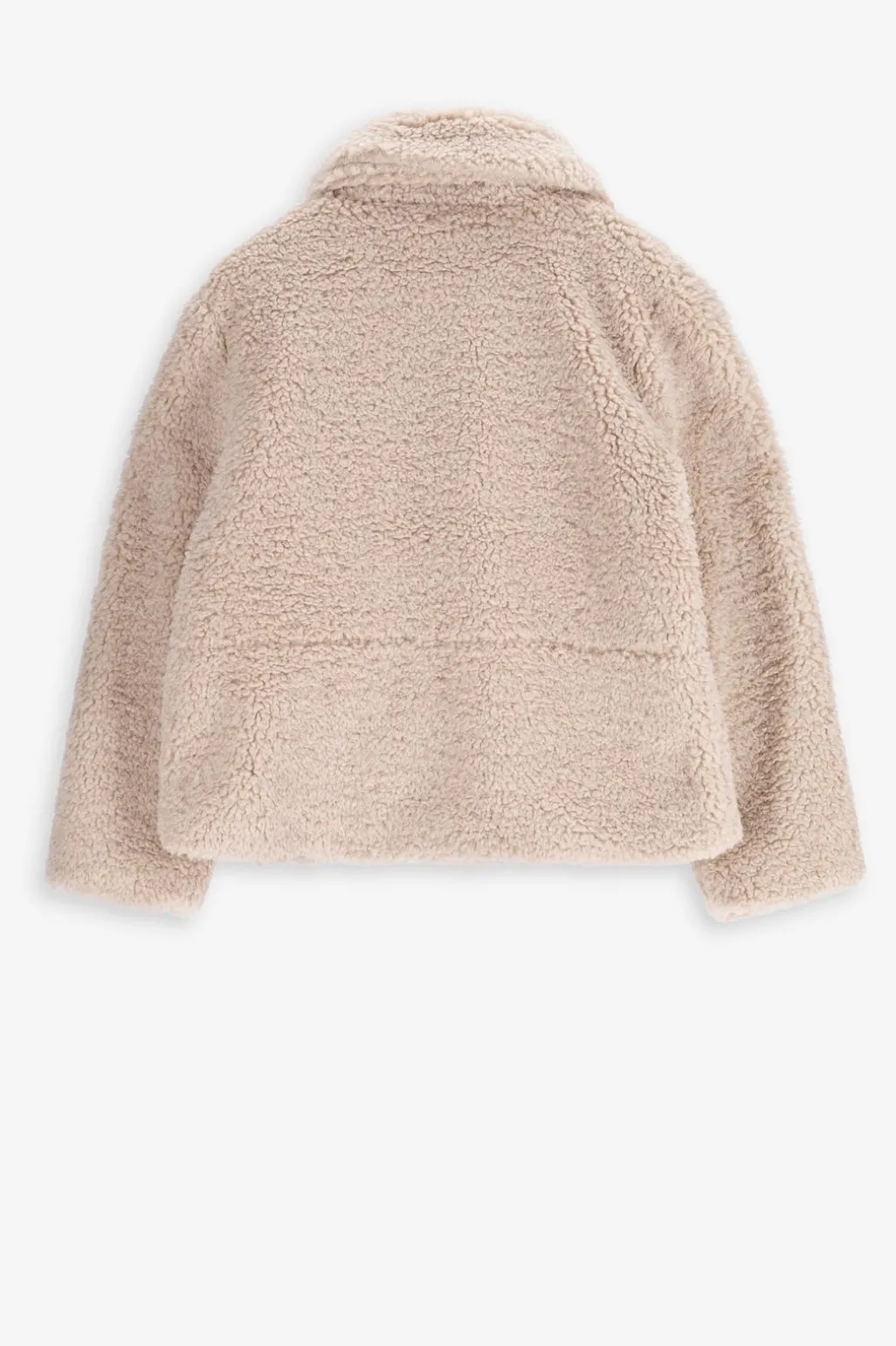 Korte beige faux fur jas