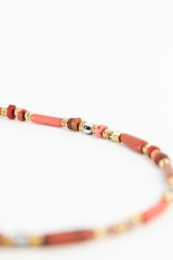 Korte bruine ketting met multicolor kralen