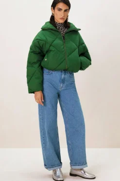 Korte groene quilted jas